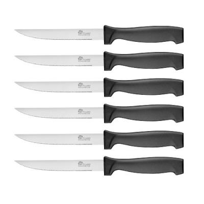 Pradel excellence 7030-6n lot de 6 couteaux à steak lame en acier inoxydable manche noir 21 x 2 x 0,5 cm