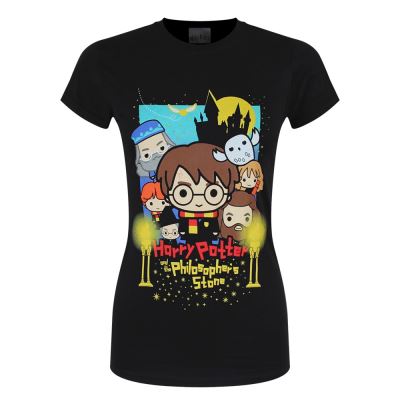 Harry Potter T-Shirt Cute Poster Art Femme Noir - Taille XXL