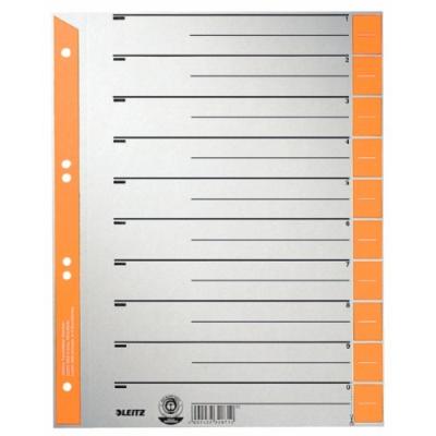 Leitz - intercalaires, format a4 extra large, en carton solide230g m2, en carton gris avec des onglets oranges, les onglets vier
