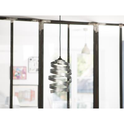 Suspension en métal 2 spirales torsadées diamètre 18cm Barber Pole - Aluminium