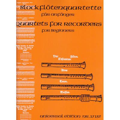 Partitions classique UNIVERSAL EDITION BLOCKFLÖTENQUARTETTE FÜR ANFÄNGER - 4 FLB Flûte à bec