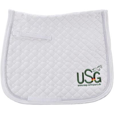 United sportproducts germany usg 58869 tapis de selle de dressage en coton pour demi-sang (blanc logo usg brodé)