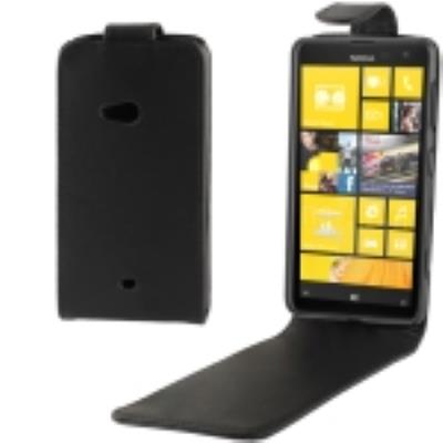 Nokia Lumia 625 Coque Housse de Protection Cuir (PU) Noir Ouverture Vertical