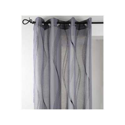 Voilage à oeillets polyester impression brillante vagues 135x240cm ESSAOUIRA - Anthracite