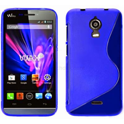 Housse etui coque pochette silicone gel fine pour Wiko Wax + film ecran - BLEU SLINE