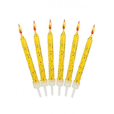 Bougies anniversaire jaunes pailletées (x12)
