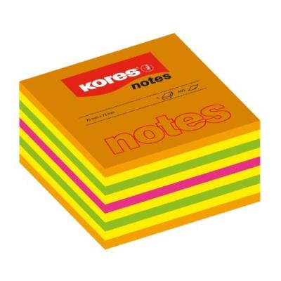 Kores bloc cube note repositionnable 75 x 75 mm 450 feuilles 5 couleurs néon n48465