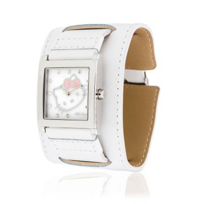 Montre Hello Kitty Hyuga White/HK1774-141 en Cuir Noir
