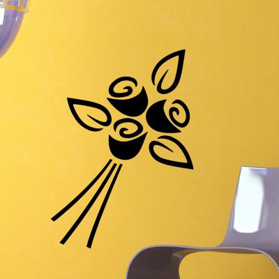 Pick and Stick Sticker Mural Bouquet de roses - 40 X 55 cm, Noir
