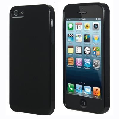 Muvit miniGel - Achterzijde behuizing voor mobiele telefoon - zwart - voor Apple iPhone 5