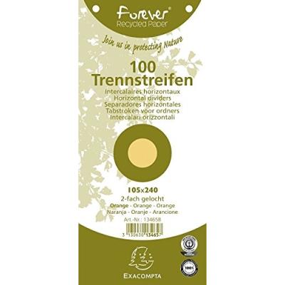 Paquet 100 fiches intercalaires horizontales unies perforees forever - 105x240mm exacompta 13465b