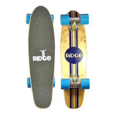 Ridge Retro Style complètes Bois érable Mini Cruiser Skateboard Planche a Roulettes 56cm x 15cm (22 x 6) avec ABEC-7 59mm roulements- Roues Bleu