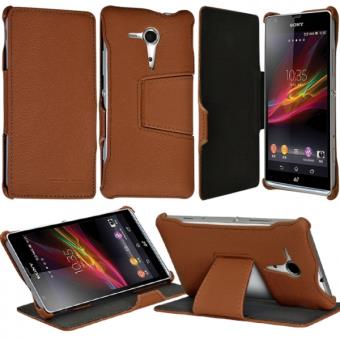 Étui avec Rabat Latéral Fonction Support pour Sony Xperia SP couleur Marron - 1