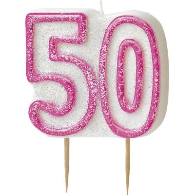 Bougie anniversaire rose 50 ans - Décoration