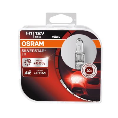 OSRAM 64150SV2-HCB SILVERSTAR 2.0 H1 Lampe Halogène, 12V, Set de 2