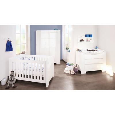 PINOLINO Lit bébé évolutif et commode à langer Sky blanc brillant