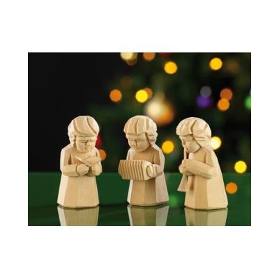 Trio de figurines en bois sculpté ''Musiciens de Noël''
