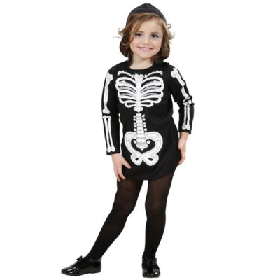 Déguisement squelette pailleté fille Halloween Taille 3 à 4 ans