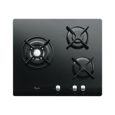 Whirlpool AKT 404/NB gaskookplaat - 60 cm - zwart - gehard glas - zonder omlijsting
