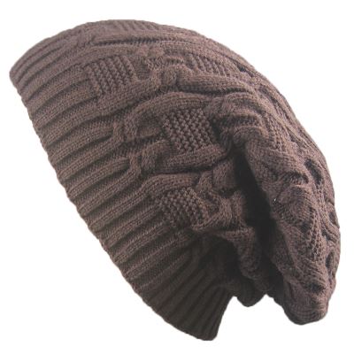 Femmes dames hommes chapeau tricoté hiver surdimensionné slouch beanie chapeau casquette skateboard chapeaux Brown