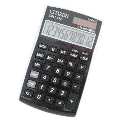 CITIZEN CPC-112 BK PREMIUM Calculatrice Poche Pocket Taxe Conversion Monétaire Marge ... 12 Chiffres Digit Métallisée NOIR