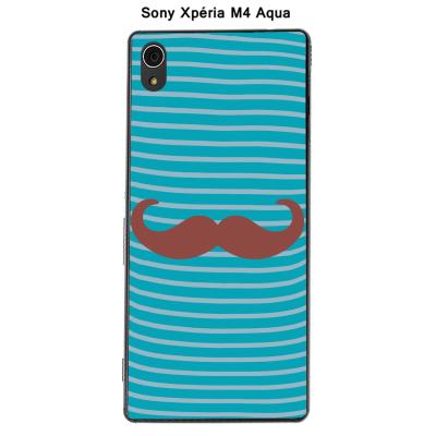 Coque Sony Xpéria M4 Aqua - Marinière Moustache - 2 Marsala