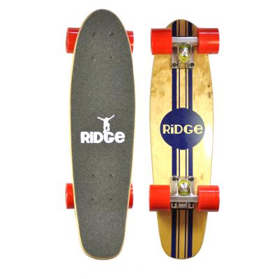 Ridge Retro Style complètes Bois érable Mini Cruiser Skateboard Planche a Roulettes 56cm x 15cm (22 x 6) avec ABEC-7 59mm roulements- Roues rouges