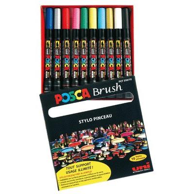 Posca - Marqueur Posca Brush Coloris Assortis - Boite De 10