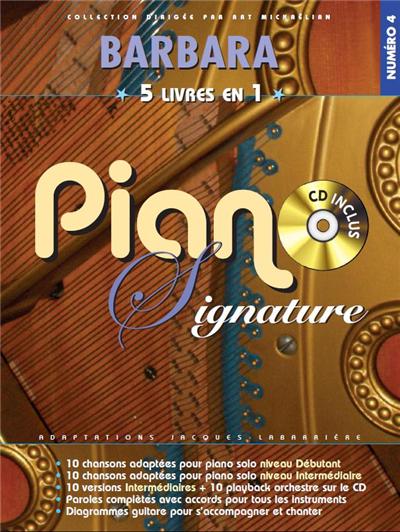 Barbara Piano Signature 5 Recueils En 1 + Cd