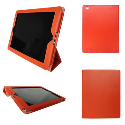 Housse iPad 2 et 3 orange pliable Style Cuir