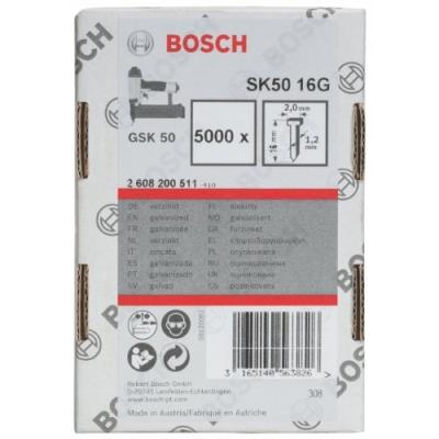 Bosch 2608200511 Pointe à Tête Fraisée Sk50 16G 1,2 Mm, 16 Mm, Galvanisé Version Galvanisée, 5000 Pièces
