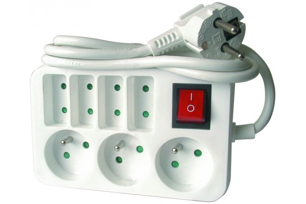 Dexlan Multi-prises 3 + 4 prises + inter 1.50m