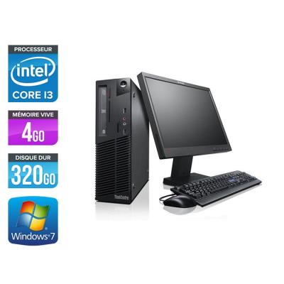 Unité centrale Lenovo ThinkCentre M81 SFF + Ecran 17'' - Noir - Intel Core i3-2100 / 3.10 GHz - RAM 4 Go - HDD 320 Go - DVDRW - Gigabit Ethernet - Win