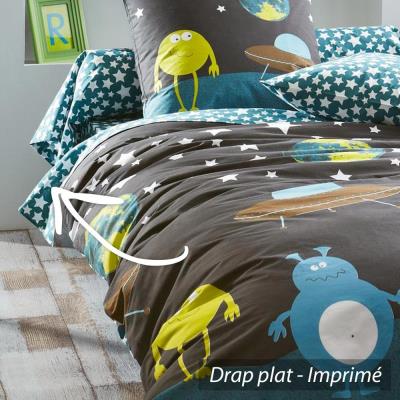 Drap plat 180x290 cm 100% coton MONSTERS