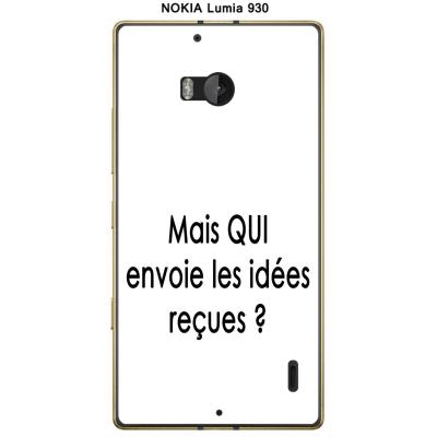 Coque Nokia Lumia 930 design Citation Mais QUI Texte noir fond blanc
