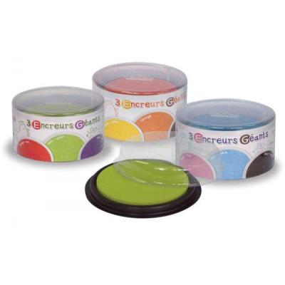 Boite de 3 encreurs géants ronds vert - rouge - violet