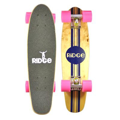 Ridge Retro Style complètes Bois érable Mini Cruiser Skateboard Planche a Roulettes 56cm x 15cm (22 x 6) avec ABEC-7 59mm roulements- Roues Rose