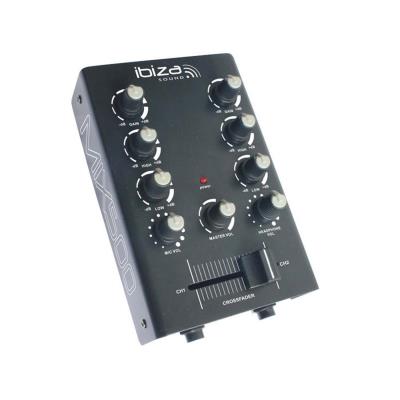 Ibiza MIX500 Mini table de mixage 2 canaux égaliseur 2 bandes - noir