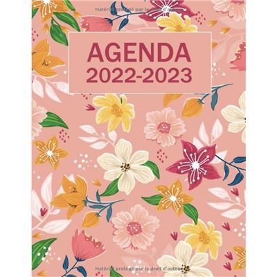 Agenda 2023 2024 annuel: 1 semaine sur 2 pages ,semainier rose