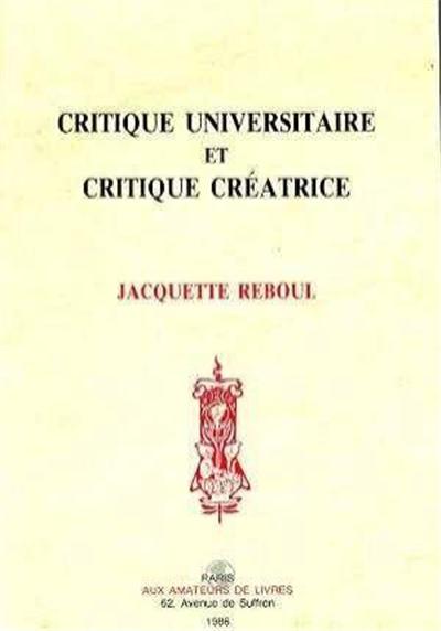 CRITIQUE UNIVERSITAIRE