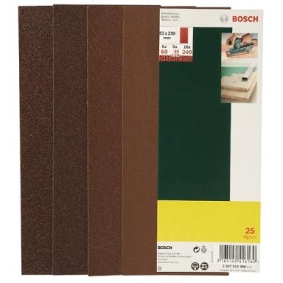 Bosch Set de 25 feuilles abrasives pour ponceuse vibrante, grain 60, 80, 120, 240 - 2607019498