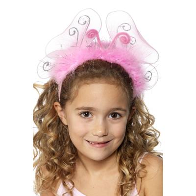 Serre-tête papillon rose à plumes Taille Unique