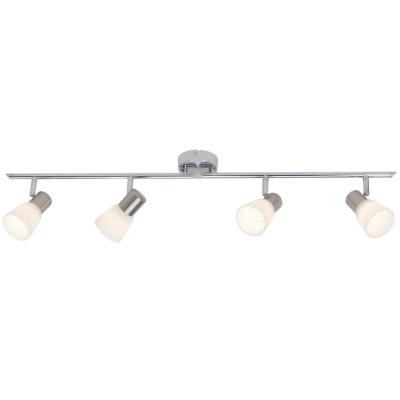 Barre quadruple spots LED orientables en mÃ©tal et verre dÃ©poli blanc Janna