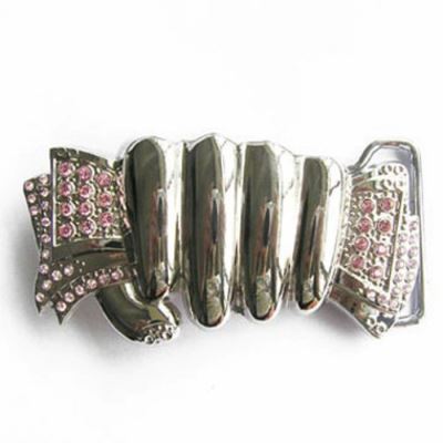 boucle de ceinture mainchromé billet strass rose femme pinup