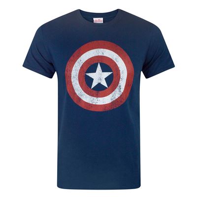 Captain America Distressed Logo T-Shirt Homme (XL)