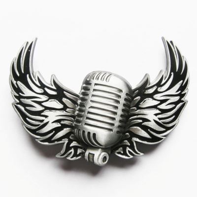 boucle de ceinture vieux micro ailé noir alu rock roll homme