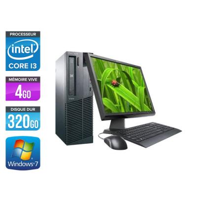 Unité centrale Lenovo ThinkCentre M81 SFF + Ecran 19'' - Noir - Intel Core i3-2100 / 3.10 GHz - RAM 4 Go - HDD 320 Go - DVDRW - Gigabit Ethernet - Win