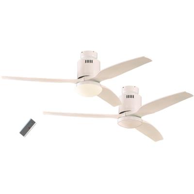 Ventilateur de plafond DC, moderne 132 Cm laqué blanc pales bois blanches avec lampe et télécommande, CASAFAN AERODYNAMIX