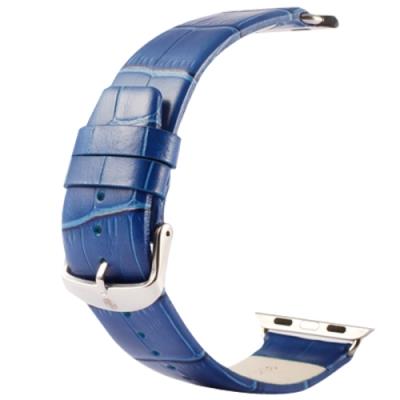 Apple Watch 42mm Coque Housse Cuir PU Bleu Crocodile Kakapi avec Support