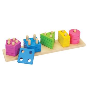Goki Jeu D'Emboîtement Chaises – Formes Et Couleurs – Bois Massif – Jouet Éducatif Dès 2 Ans – Développe Motricité Et Imagination
